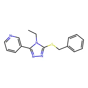 3-[5-(benzylsulfanyl)-4-ethyl-4H-1,2,4-triazol-3-yl]pyridine structure
