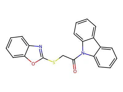 2-Benzoxazol-2-ylthio-1-carbazol-9-ylethan-1-one structure