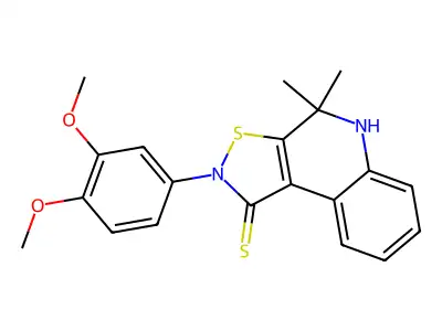 2-(3,4-dimethoxyphenyl)-4,4-dimethyl-5H-[1,2]thiazolo[5,4-c]quinoline-1-thione structure