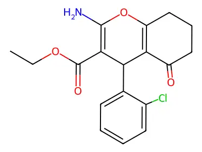 ethyl 2-amino-4-(2-chlorophenyl)-5-oxo-5,6,7,8-tetrahydro-4H-chromene-3-carboxylate structure