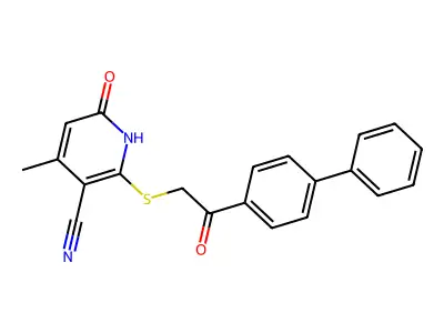 4-methyl-6-oxo-2-[2-oxo-2-(4-phenylphenyl)ethyl]sulfanyl-1H-pyridine-3-carbonitrile structure