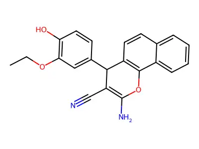 2-amino-4-(3-ethoxy-4-hydroxyphenyl)-4H-benzo[h]chromene-3-carbonitrile structure