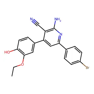 2-Amino-6-(4-bromophenyl)-4-(3-ethoxy-4-hydroxyphenyl)nicotinonitrile structure