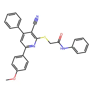2-((3-Cyano-6-(4-methoxyphenyl)-4-phenylpyridin-2-yl)thio)-N-phenylacetamide structure