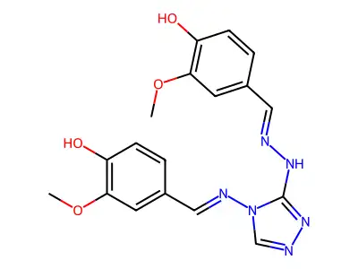 4-((E)-(2-(4-((E)-(4-hydroxy-3-methoxybenzylidene)amino)-4H-1,2,4-triazol-3-yl)hydrazono)methyl)-2-methoxyphenol structure