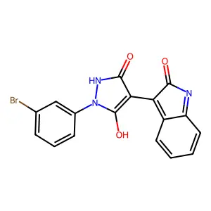 3-[2-(3-Bromophenyl)-3-hydroxy-5-oxo-1H-pyrazol-4-yl]indol-2-one structure