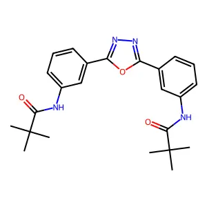 N,N'-(1,3,4-oxadiazole-2,5-diyldibenzene-3,1-diyl)bis(2,2-dimethylpropanamide) structure