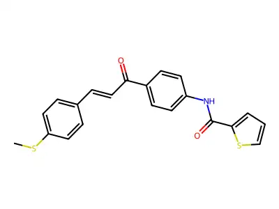 N-[4-[(E)-3-(4-methylsulfanylphenyl)prop-2-enoyl]phenyl]thiophene-2-carboxamide structure