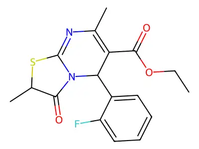 ethyl 5-(2-fluorophenyl)-2,7-dimethyl-3-oxo-2,3-dihydro-5H-[1,3]thiazolo[3,2-a]pyrimidine-6-carboxylate structure