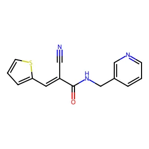 2-Cyano-N-(3-pyridinylmethyl)-3-(2-thienyl)-2-propenamide structure