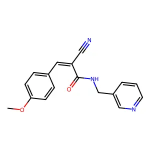 (E)-2-cyano-3-(4-methoxyphenyl)-N-(pyridin-3-ylmethyl)prop-2-enamide structure