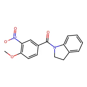 2,3-Dihydroindol-1-yl-(4-methoxy-3-nitrophenyl)methanone structure
