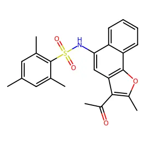 N-(3-acetyl-2-methylnaphtho[1,2-b]furan-5-yl)-2,4,6-trimethylbenzenesulfonamide structure