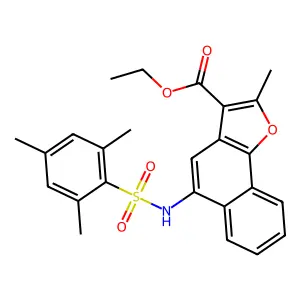 Ethyl 5-[(mesitylsulfonyl)amino]-2-methylnaphtho[1,2-b]furan-3-carboxylate structure