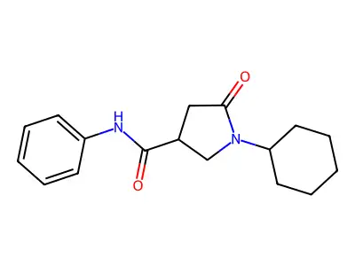1-cyclohexyl-5-oxo-N-phenylpyrrolidine-3-carboxamide structure