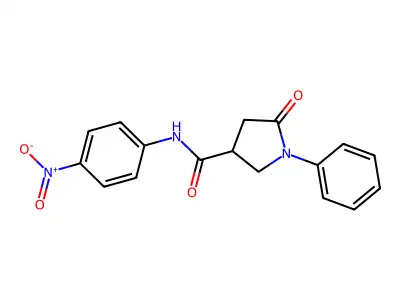N-(4-nitrophenyl)-5-oxo-1-phenylpyrrolidine-3-carboxamide structure