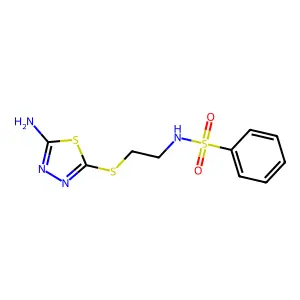 N-{2-[(5-amino-1,3,4-thiadiazol-2-yl)sulfanyl]ethyl}benzenesulfonamide structure