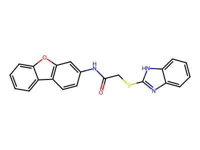 2-(1H-benzimidazol-2-ylsulfanyl)-N-dibenzofuran-3-ylacetamide structure