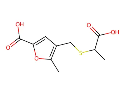 4-{[(1-Carboxyethyl)sulfanyl]methyl}-5-methyl-2-furoic acid structure