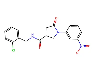 N-(2-chlorobenzyl)-1-(3-nitrophenyl)-5-oxopyrrolidine-3-carboxamide structure