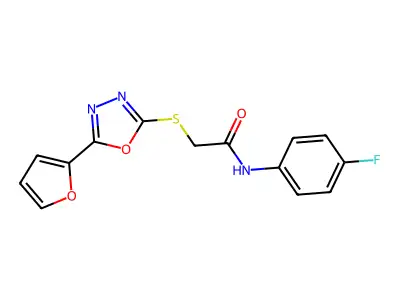 N-(4-fluorophenyl)-2-[[5-(furan-2-yl)-1,3,4-oxadiazol-2-yl]sulfanyl]acetamide structure