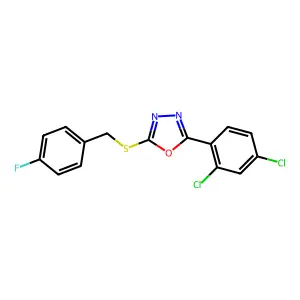 5-(2,4-Dichlorophenyl)-1,3,4-oxadiazol-2-yl 4-fluorobenzyl sulfide structure