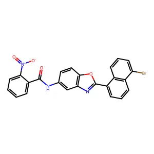 N-[2-(5-bromonaphthalen-1-yl)-1,3-benzoxazol-5-yl]-2-nitrobenzamide structure