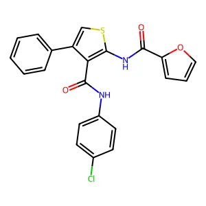 N-[3-[(4-chlorophenyl)carbamoyl]-4-phenylthiophen-2-yl]furan-2-carboxamide structure