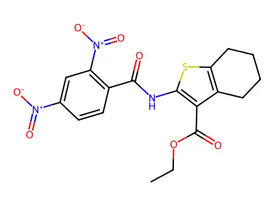 Ethyl 2-(2,4-dinitrobenzamido)-4,5,6,7-tetrahydrobenzo[b]thiophene-3-carboxylate structure