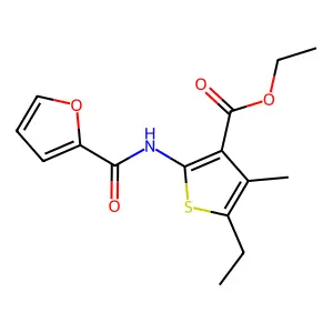 Ethyl 5-ethyl-2-(furan-2-carboxamido)-4-methylthiophene-3-carboxylate structure