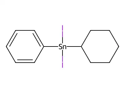 Cyclohexyl-diiodo-phenyl-stannane structure