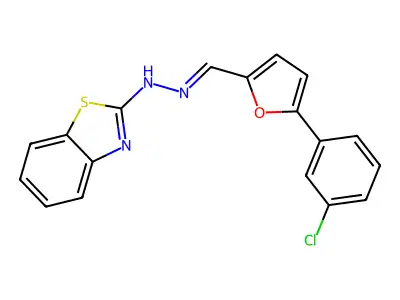 N-[(E)-[5-(3-chlorophenyl)furan-2-yl]methylideneamino]-1,3-benzothiazol-2-amine structure