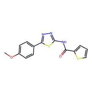 N-[5-(4-methoxyphenyl)-1,3,4-thiadiazol-2-yl]thiophene-2-carboxamide structure