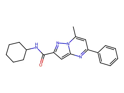 N-cyclohexyl-7-methyl-5-phenylpyrazolo[1,5-a]pyrimidine-2-carboxamide structure