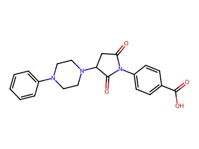 4-[2,5-Dioxo-3-(4-phenylpiperazin-1-yl)pyrrolidin-1-yl]benzoic acid structure