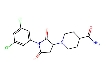 1-[1-(3,5-Dichlorophenyl)-2,5-dioxopyrrolidin-3-yl]piperidine-4-carboxamide structure