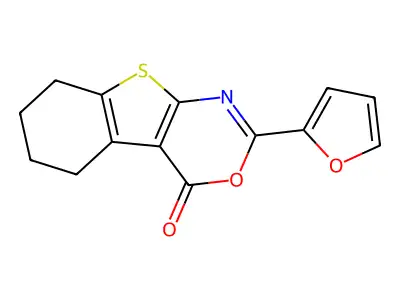 2-Furan-2-yl-5,6,7,8-tetrahydro-3-oxa-9-thia-1-aza-fluoren-4-one structure
