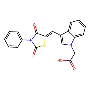 (Z)-2-(3-((2,4-dioxo-3-phenylthiazolidin-5-ylidene)methyl)-1H-indol-1-yl)acetic acid structure