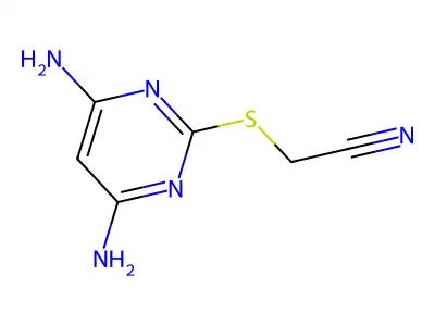 [(4,6-Diamino-2-pyrimidinyl)sulfanyl]acetonitrile structure