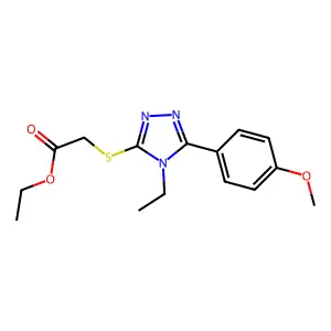 Ethyl 2-[[4-ethyl-5-(4-methoxyphenyl)-1,2,4-triazol-3-yl]sulfanyl]acetate structure