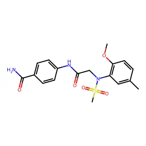 4-{[N-(2-methoxy-5-methylphenyl)-N-(methylsulfonyl)glycyl]amino}benzamide structure