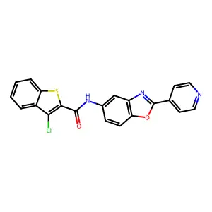 3-chloro-N-(2-pyridin-4-yl-1,3-benzoxazol-5-yl)-1-benzothiophene-2-carboxamide structure