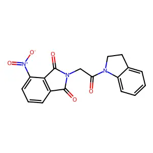 2-[2-(2,3-Dihydroindol-1-yl)-2-oxoethyl]-4-nitroisoindole-1,3-dione structure