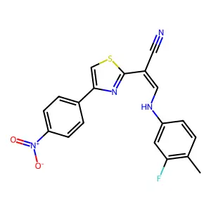 3-(3-Fluoro-4-methylanilino)-2-(4-{4-nitrophenyl}-1,3-thiazol-2-yl)acrylonitrile structure