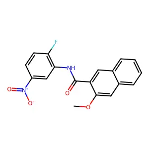 N-(2-fluoro-5-nitrophenyl)-3-methoxynaphthalene-2-carboxamide structure