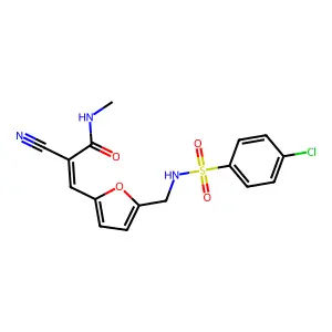 3-[5-[[[(4-Chlorophenyl)sulfonyl]amino]methyl]-2-furanyl]-2-cyano-N-methyl-2-propenamide structure