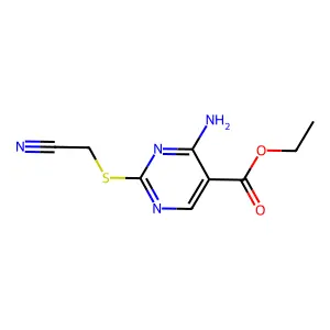 4-Amino-2-cyanomethylsulfanyl-pyrimidine-5-carboxylic acid ethyl ester structure