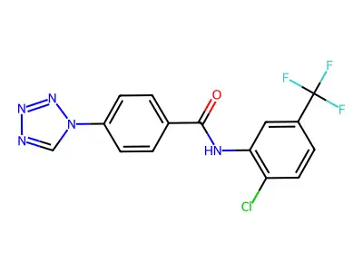 N-[2-chloro-5-(trifluoromethyl)phenyl]-4-(tetrazol-1-yl)benzamide structure