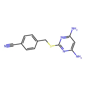 4-(((4,6-Diaminopyrimidin-2-yl)thio)methyl)benzonitrile structure