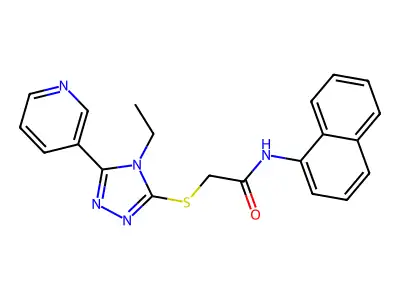 2-((4-Ethyl-5-(3-pyridinyl)-4H-1,2,4-triazol-3-YL)thio)-N-(1-naphthyl)acetamide structure